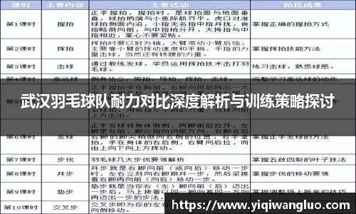 武汉羽毛球队耐力对比深度解析与训练策略探讨